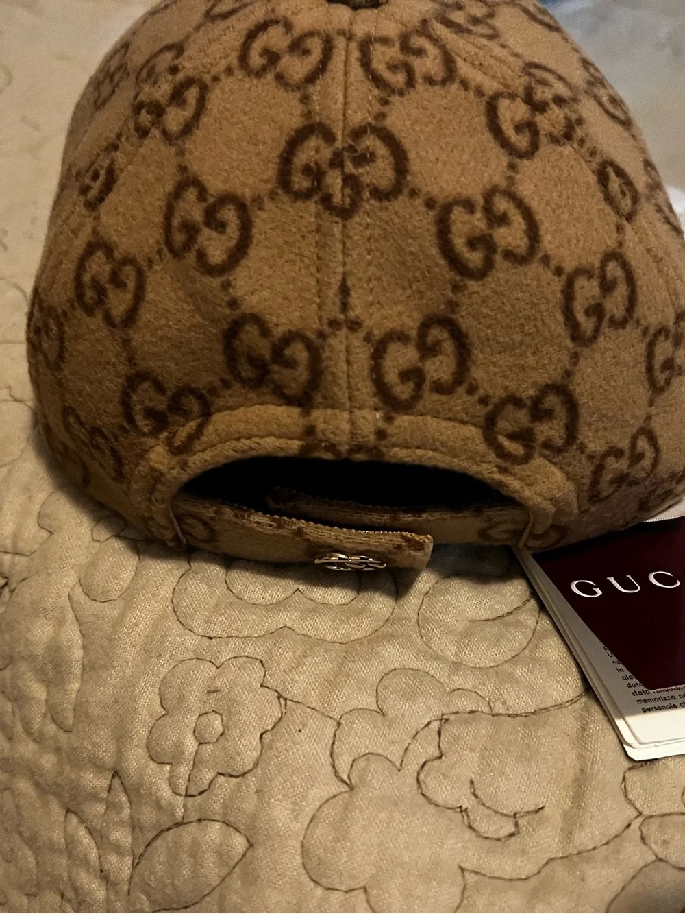 Gucci Beige Brown Monogram Wool Hat